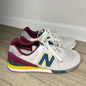 New Balance 574 Men’s sneakers Grey Burgundy Yellow colorway 90’s Encap